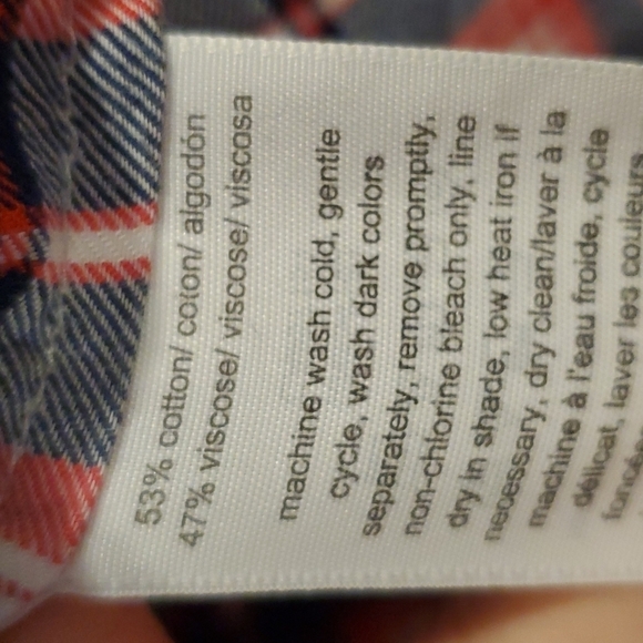 Tommy Hilfiger Plaid Shirt  Roll up Sleeve Blouse  Size S - Picture 5 of 5